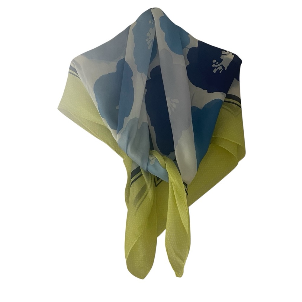 LOFT Blues/Yellow/White Silk Sheer Scarf